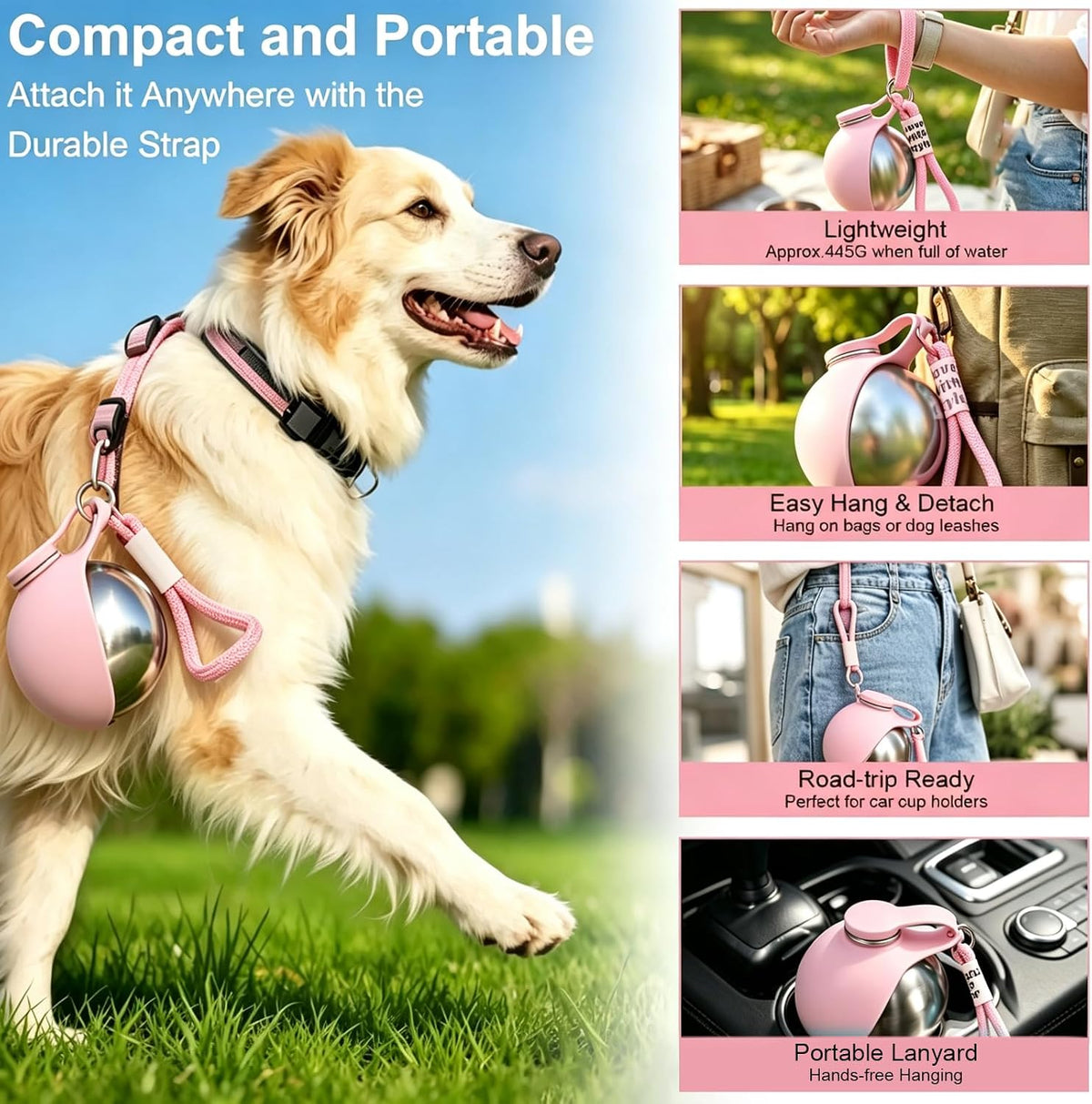 Dog bottle with lanyard